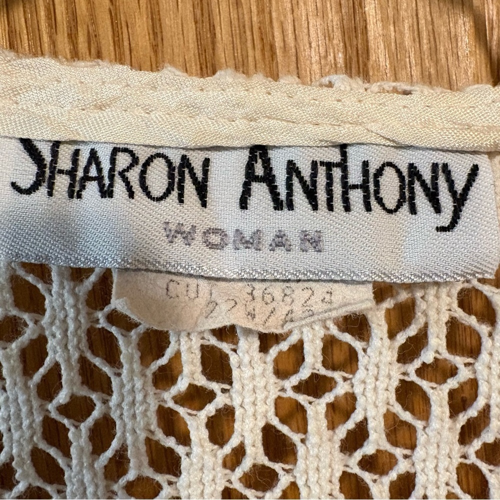 Vtg Sharon Anthony Crochet Fringe Top Women’s 22W 42 BOHO Beachwear Hippie USA - Picture 3 of 5